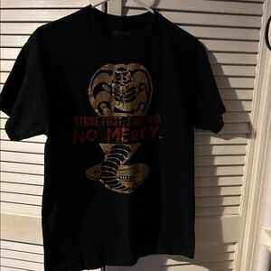 Gildan Black Tee with Gold and Red Cobra Design